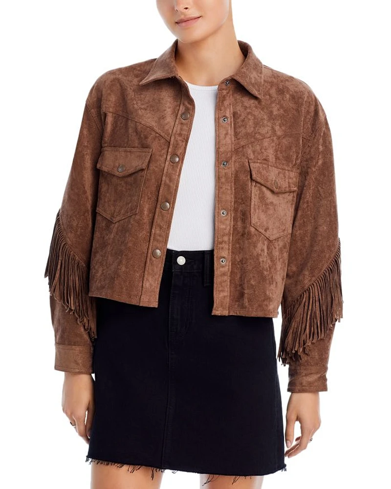 Faux Leather Fringe Trim Jacket