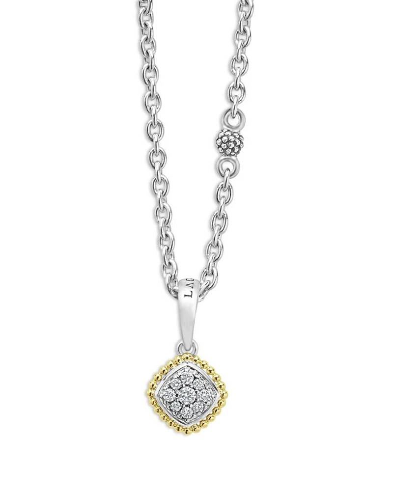 18K Yellow Gold & Sterling Silver Rittenhouse Diamond Cluster Pendant Necklace, 16-18"