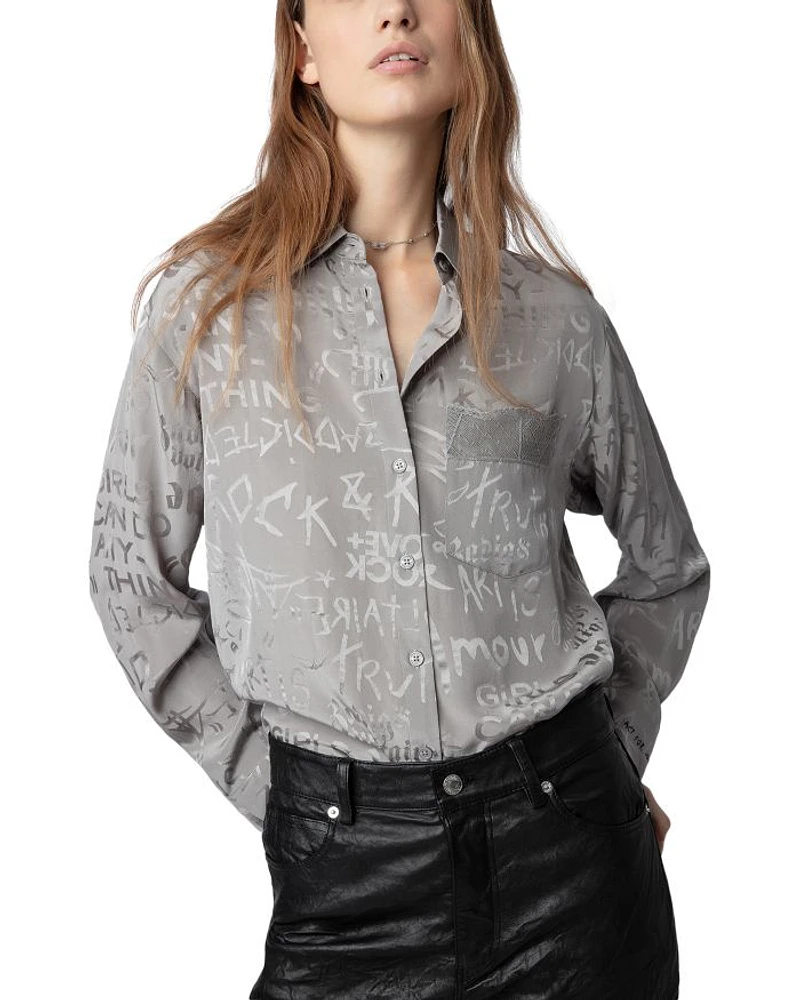 Morning Jacquard Manifesto Silk Shirt