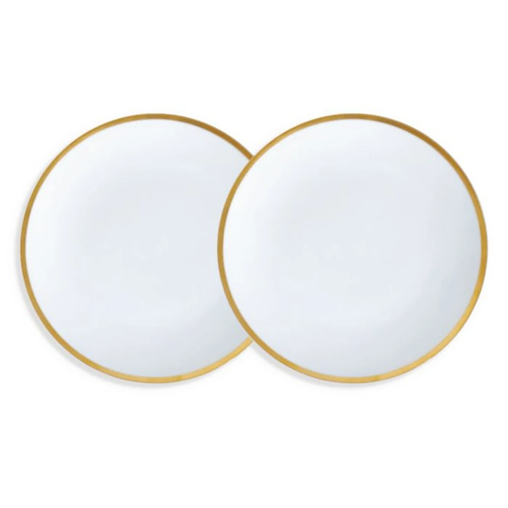 Golden Edge 6" Canape Bread Plate, Set of 2