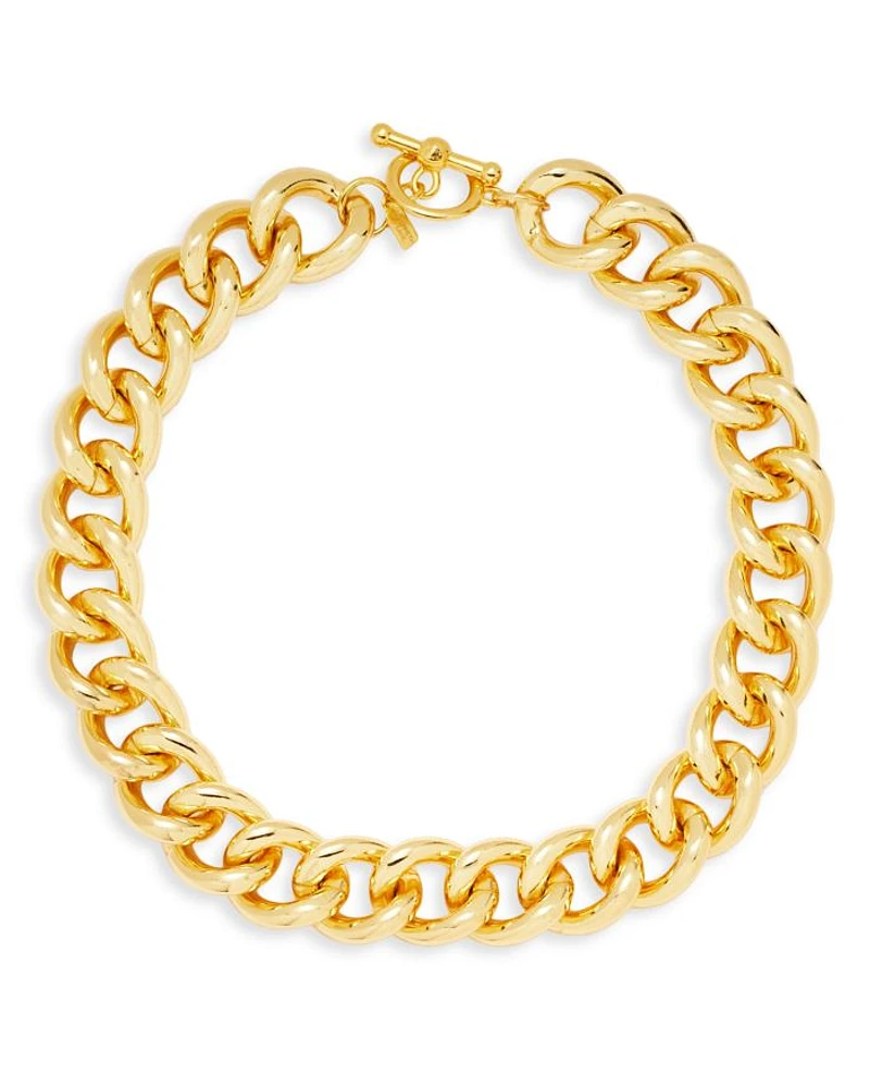 Chunky Chain Link Collar Necklace in 18K Gold Plated, 18.5"