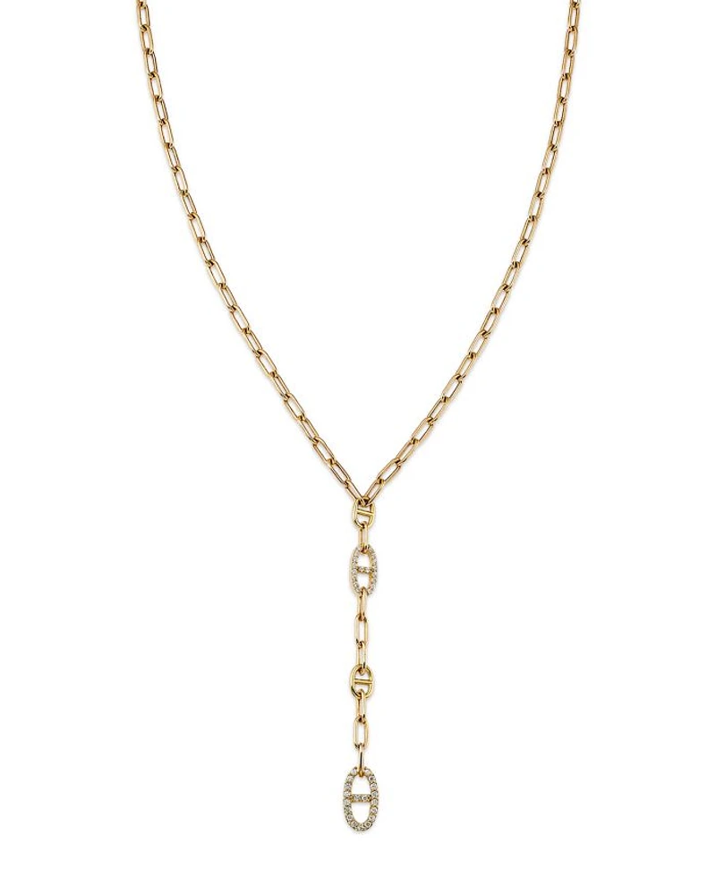 Diamond Link Lariat Necklace in 14K Yellow Gold, 0.50 ct.