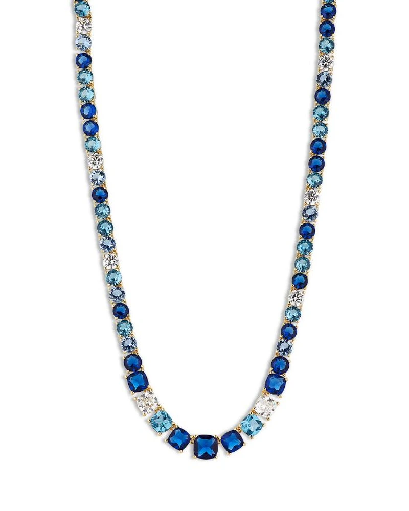 Rockstars Mixed Stone Collar Necklace in 18K Gold Plated, 16"