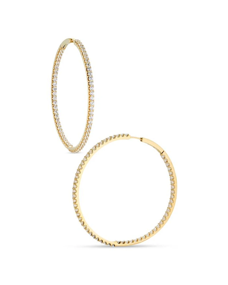 Pavé Inside Out Hoop Earrings 18K Gold Plated or Rhodium