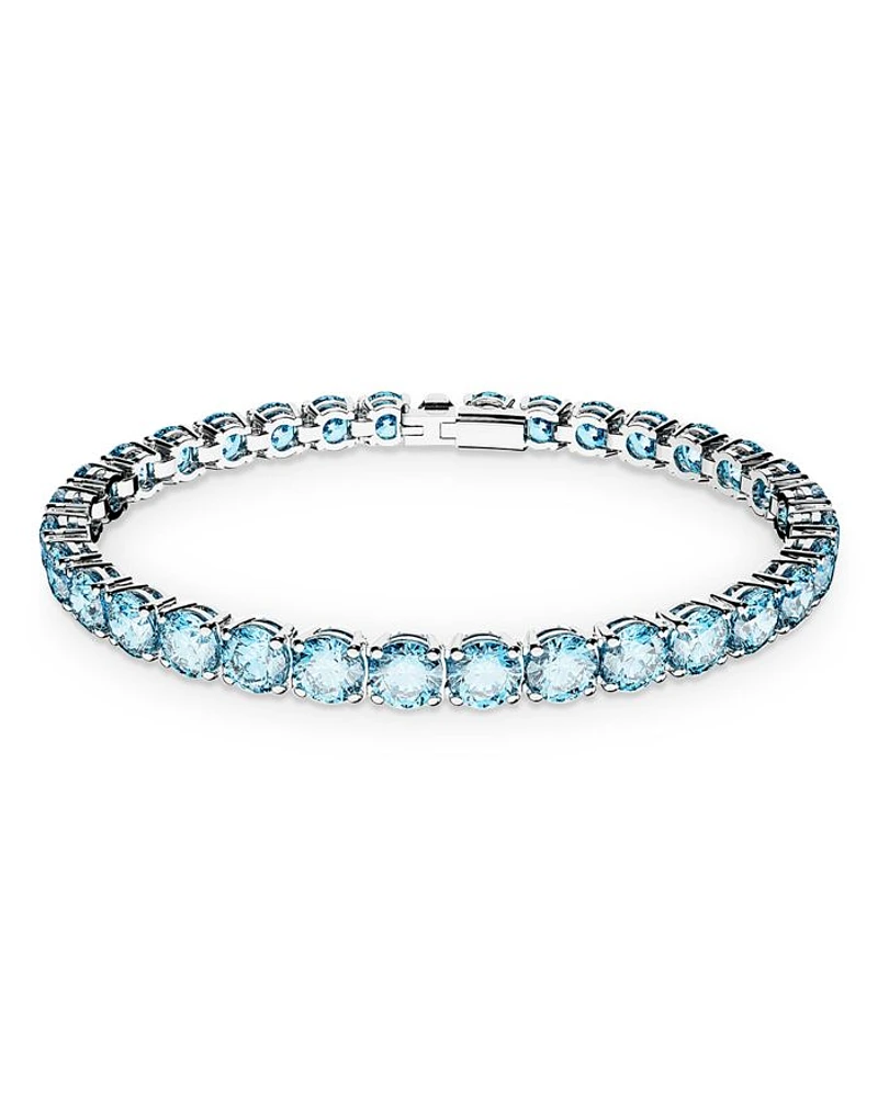 Matrix Blue Crystal Small Tennis Bracelet Rhodium Plated