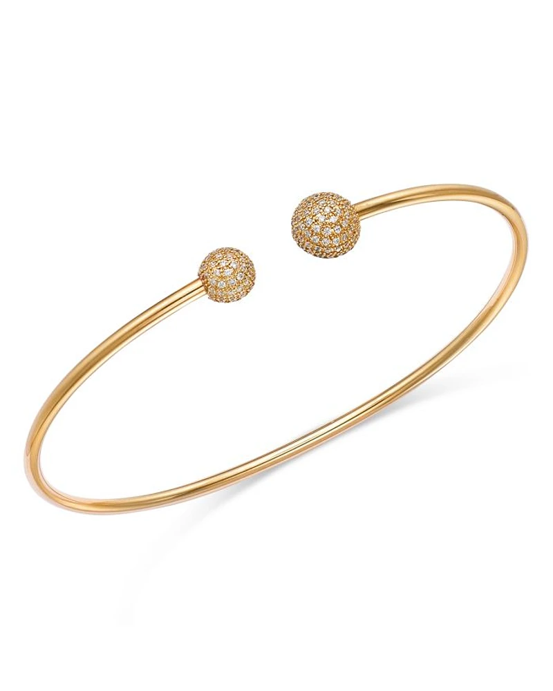 Diamond Pavé Cuff Bangle Bracelet in 14K Yellow Gold, 0.30 tcw