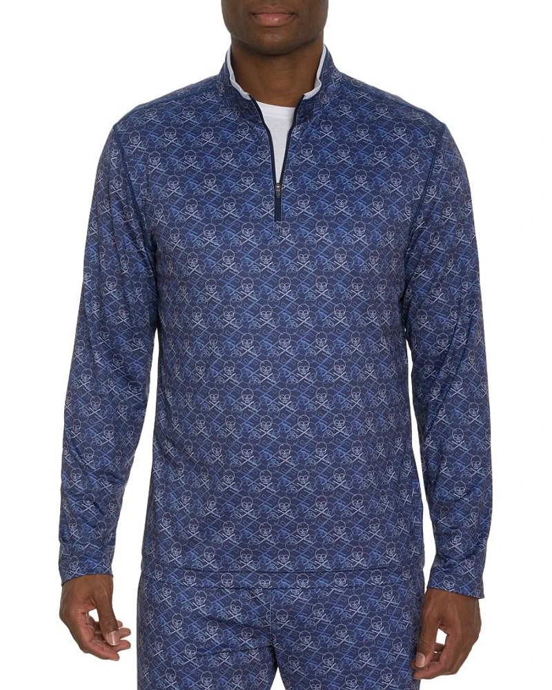 Iron Skull Classic Fit Quarter Zip Stand Collar Sweatshirt