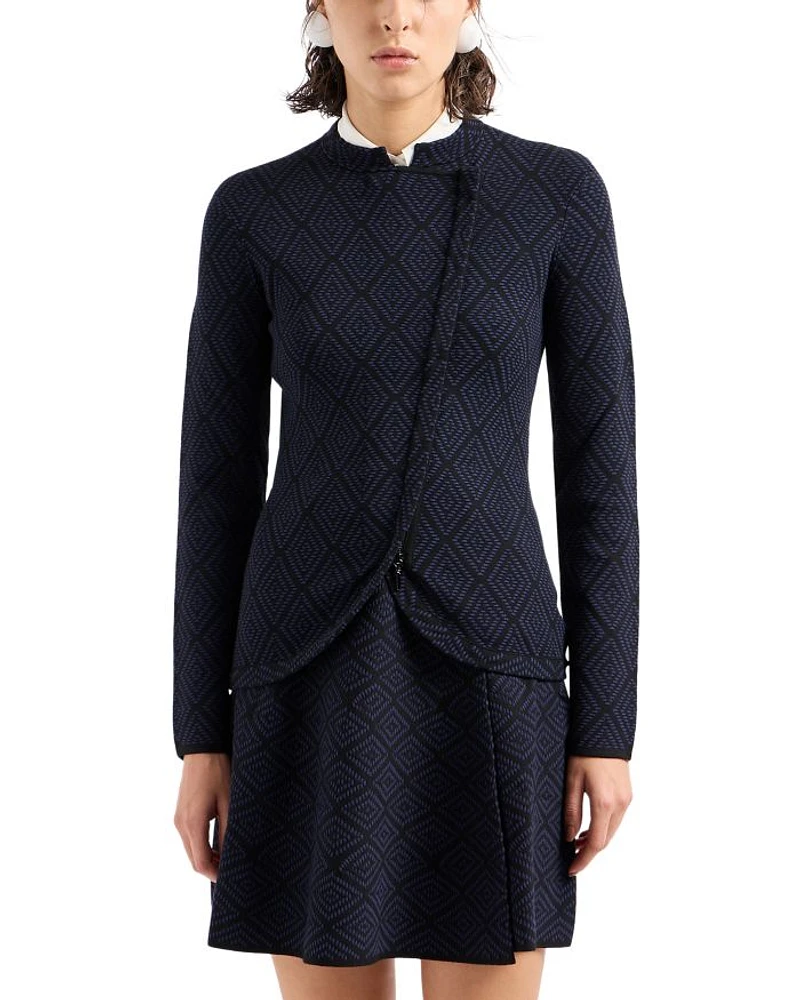 Diamond Jacquard Knit Jacket