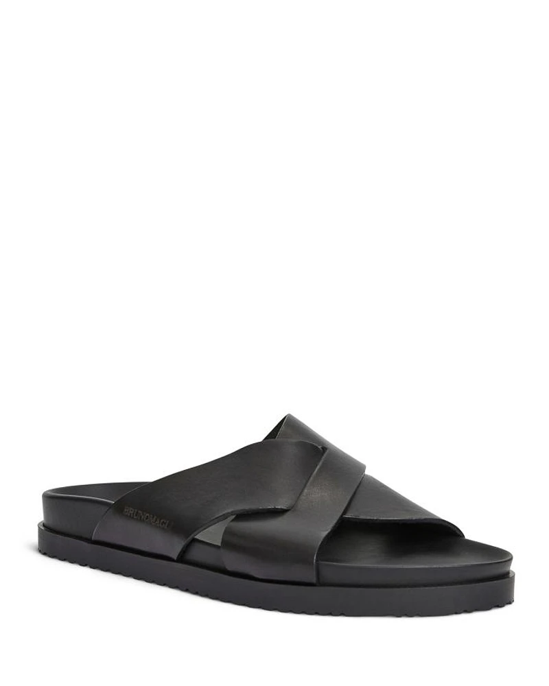 Men's Bologna Double Strap Woven Slip On Slide Sandals