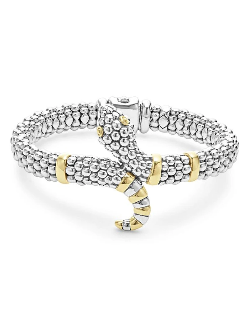 18K Yellow Gold & Sterling Silver Rare Wonders Caviar Bead Snake Bracelet
