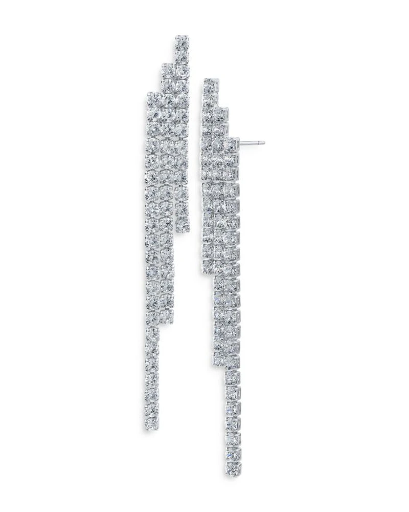 Round Triple Row Drop Earrings