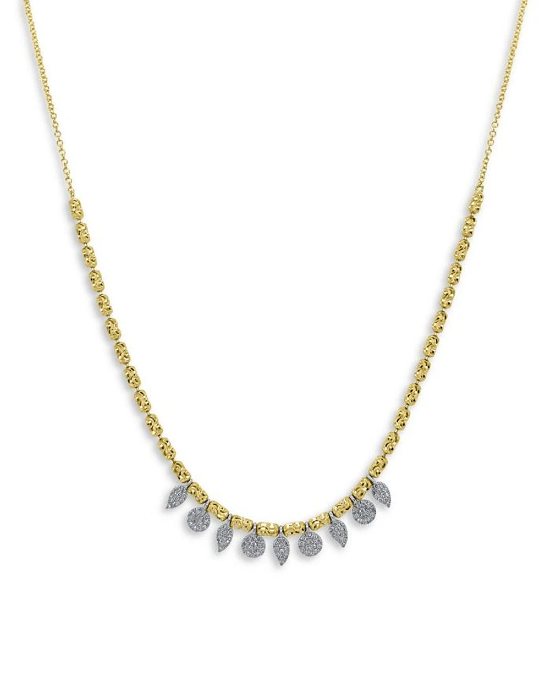 14K Yellow Gold Dainty Diamond Charm Necklace, 18"
