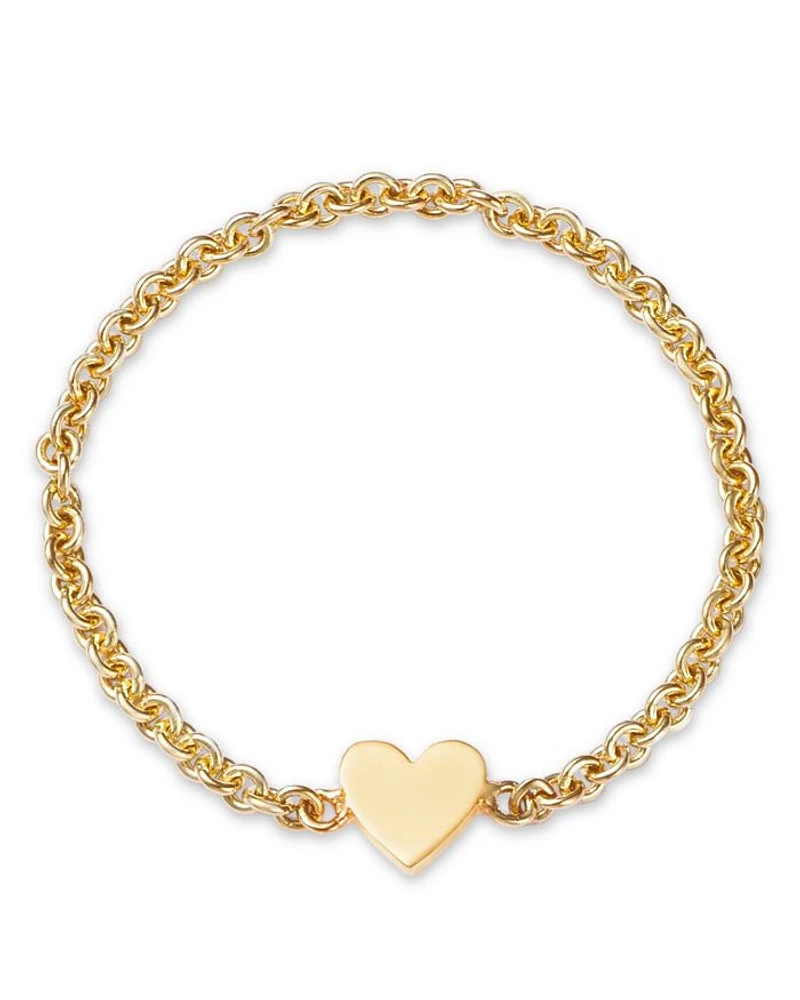 14K Yellow Gold Itty Bitty Symbols Heart Chain Ring
