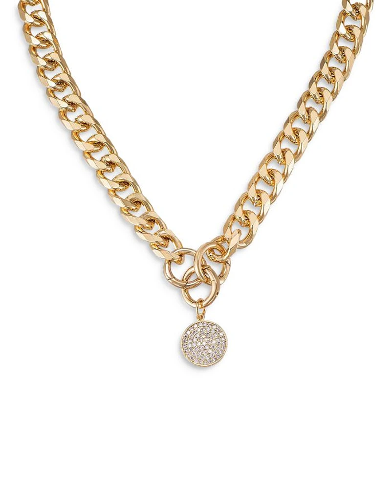 Crystal Disc Charm Chain Necklace, 18"