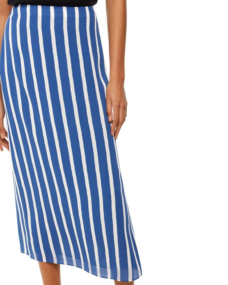 Crinkle Stripe Midi Skirt