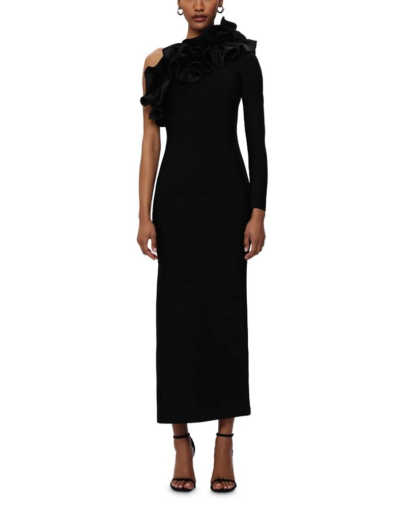 Asymmetric Ruffled Gown