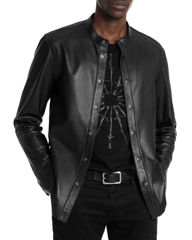 Bernard Leather Band Collar Shirt Jacket
