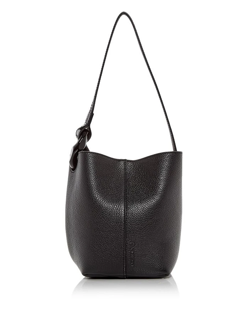 Corner Chain Small Leather Bucket Bag