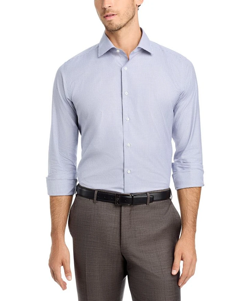 Impeccabile Cotton Micro Check Regular Fit Dress Shirt