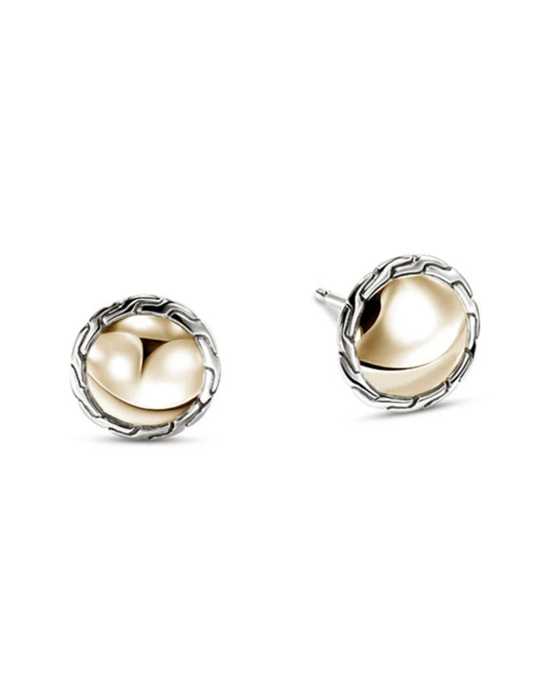 14K Yellow Gold & Sterling Silver JH Essentials Stud Earrings