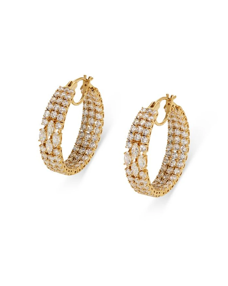 Rare Jewels Cubic Zirconia Hoop Earrings 18K Gold Plated