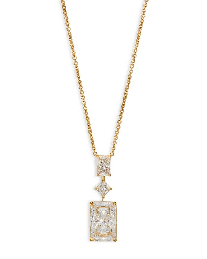 Rare Jewels Cubic Zirconia Pendant Necklace 18K Gold Plated, 16"-18"