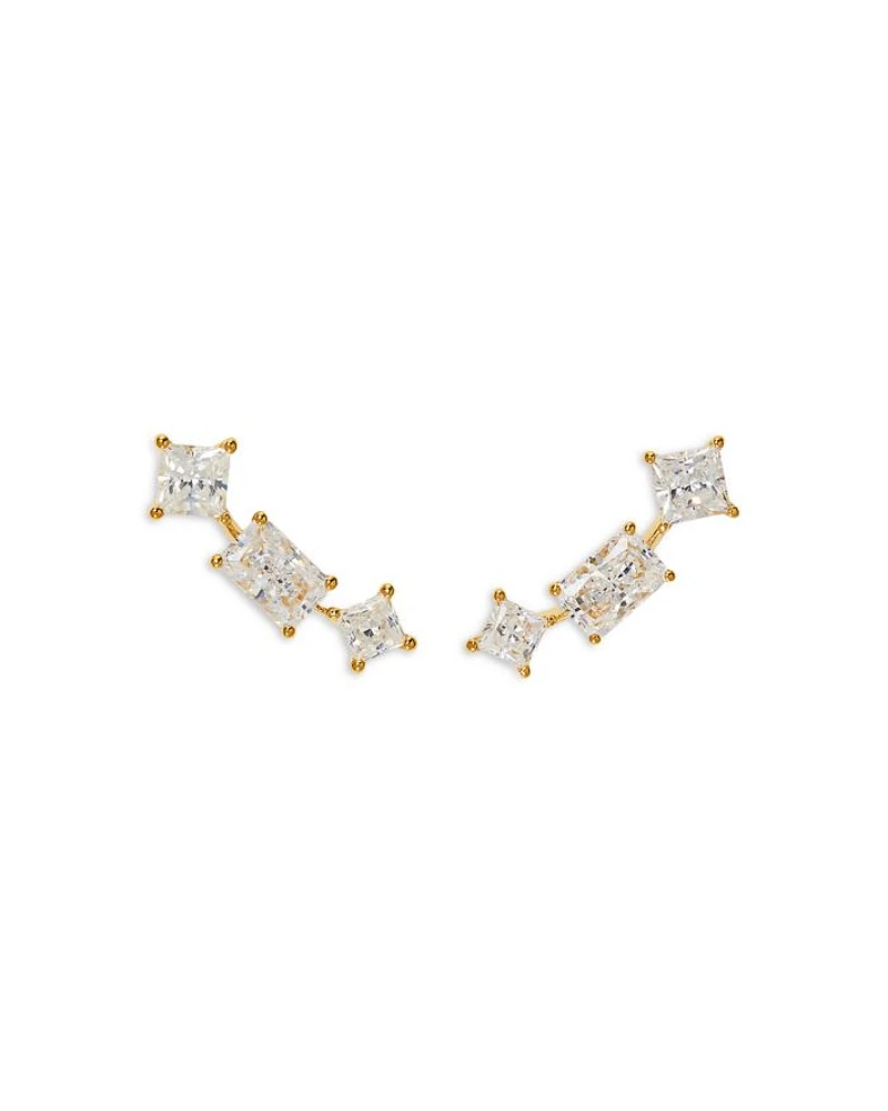 Rare Jewels Cubic Zirconia Climber Earrings in 18K Gold Plated