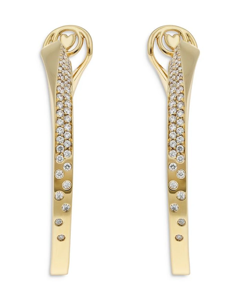18K Yellow Gold Like Diamond Pavé Large Hoop Earrings - Exclusive, Italy Campaign