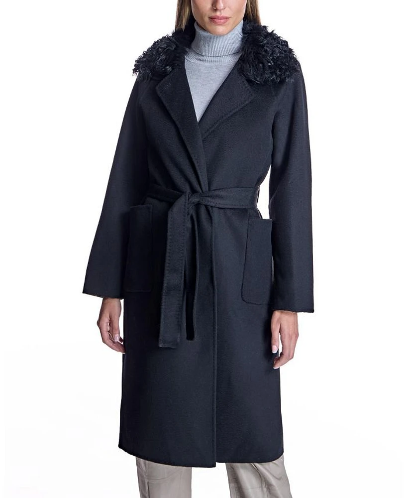 Belted Wool Coat with Collar
