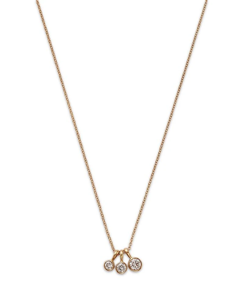 14K Yellow Gold Lab Grown Diamond Triple Bezel Collar Necklace, 16-18"