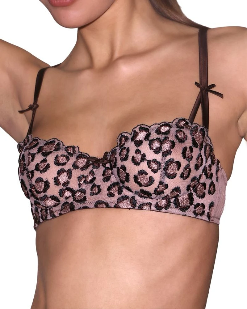 Leopard Embroidery Balconette Bra