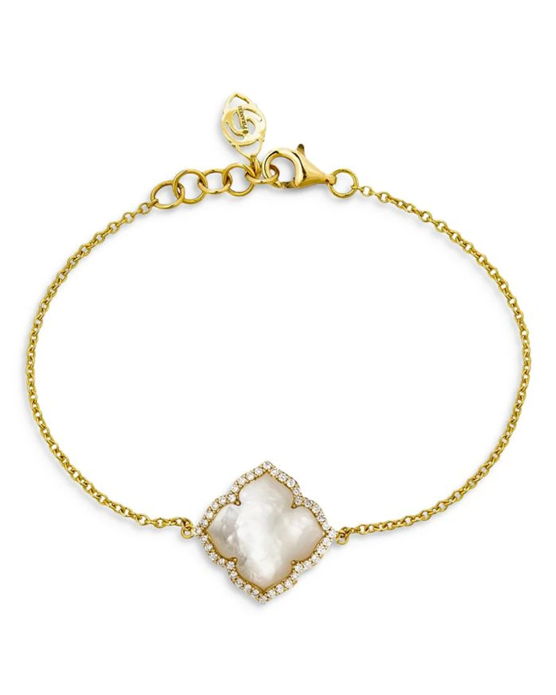 18K Yellow Gold Capri Fiore Bracelet with Mother of Pearl and Diamonds
