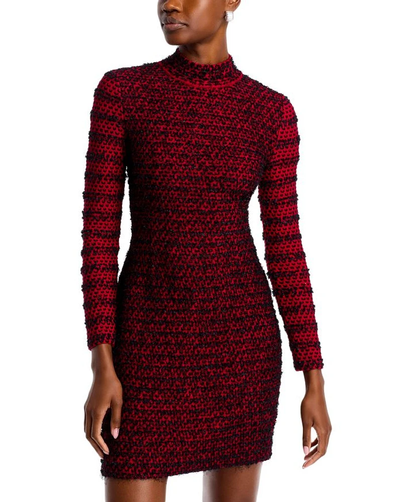 Two Toned Eyelash Knit Sheath Dress