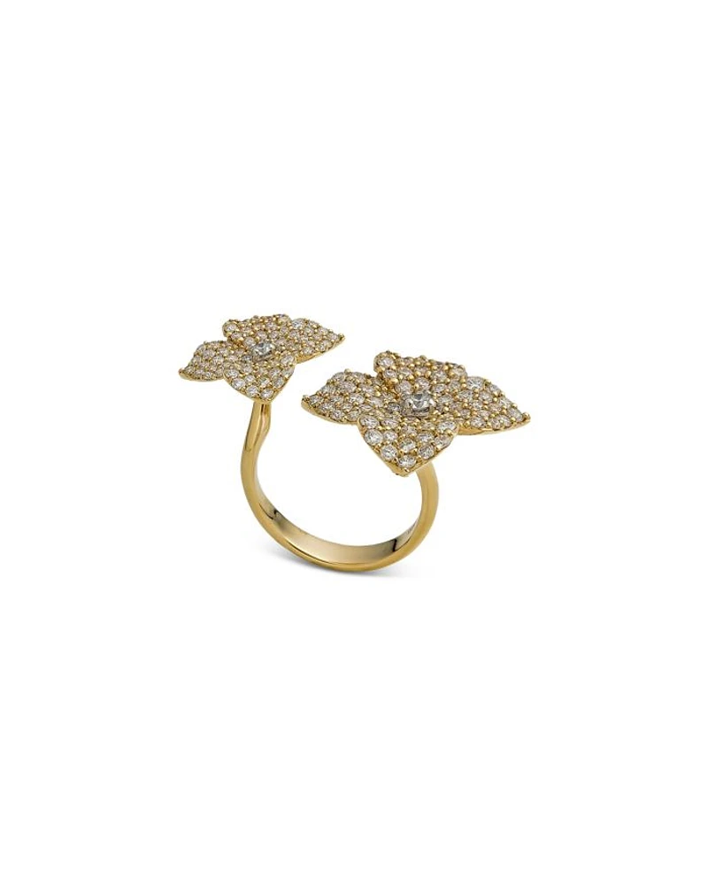 18K Yellow Gold Double Fiore Ring with Diamonds, 2.11 tcw