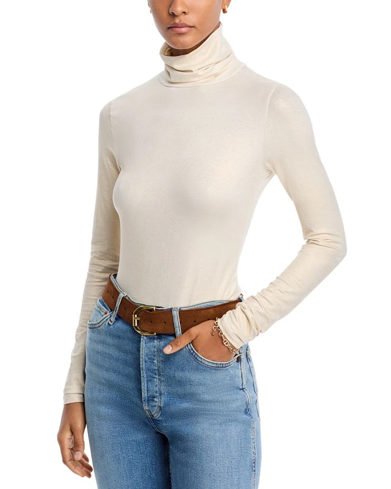 Metallic Turtleneck Top