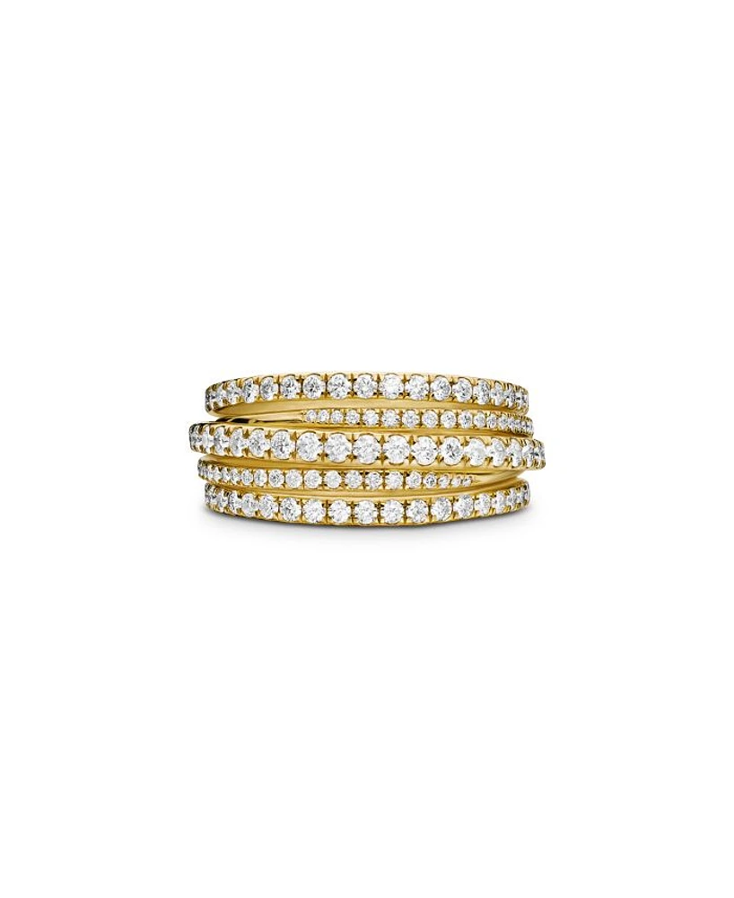 Pavé Crossover Ring 18K Yellow Gold with Diamonds, 11mm