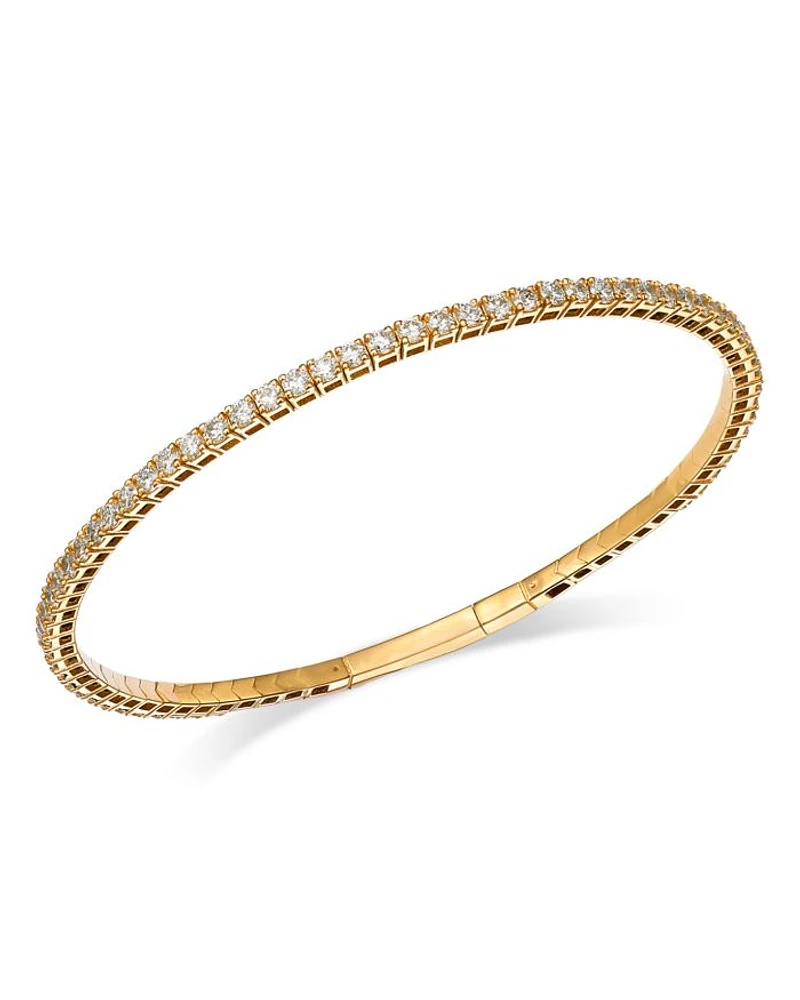 14K Yellow Gold Lab Grown Diamond Flexible Bangle Bracelet