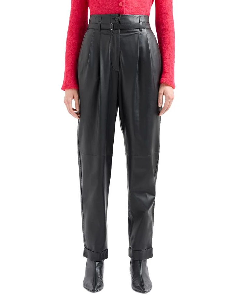 Belted Leather Pants