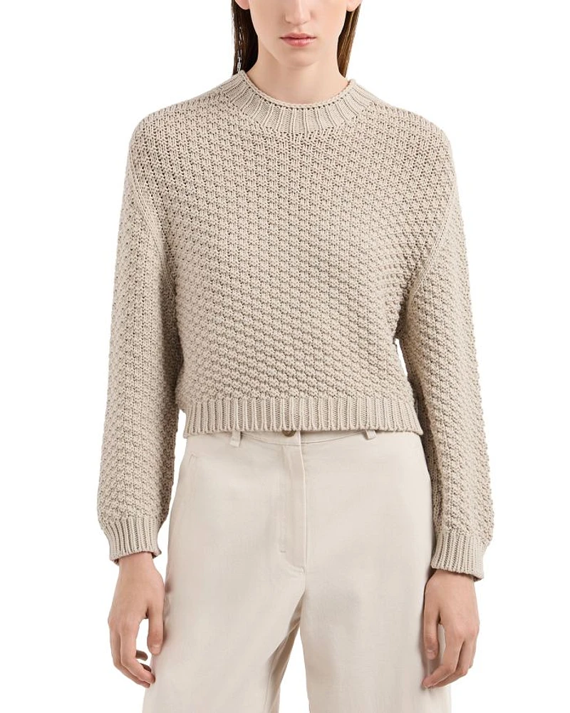 Seamless Plain Knit Crewneck Sweater