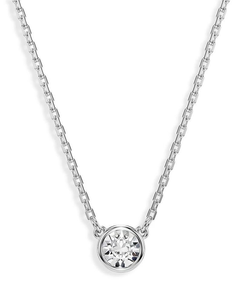 Imber Crystal Pendant Necklace in Rhodium Plated, 14.87"-16.87"