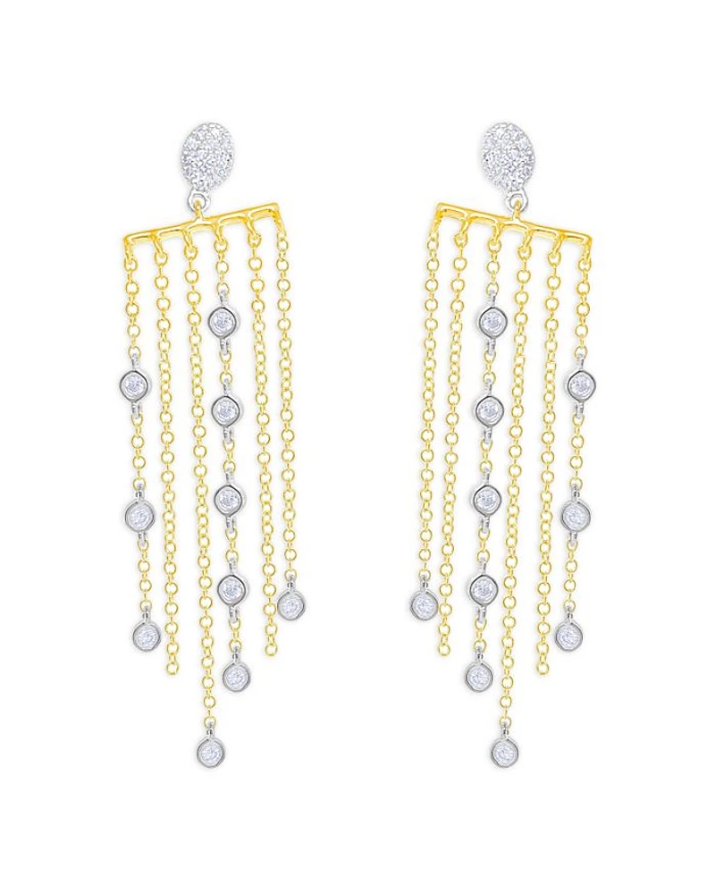 14K Yellow Gold Diamond Fringe Earrings, 0.44 tcw