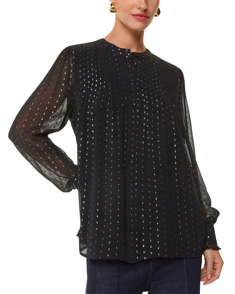 Petites Metallic Stripe Shirt