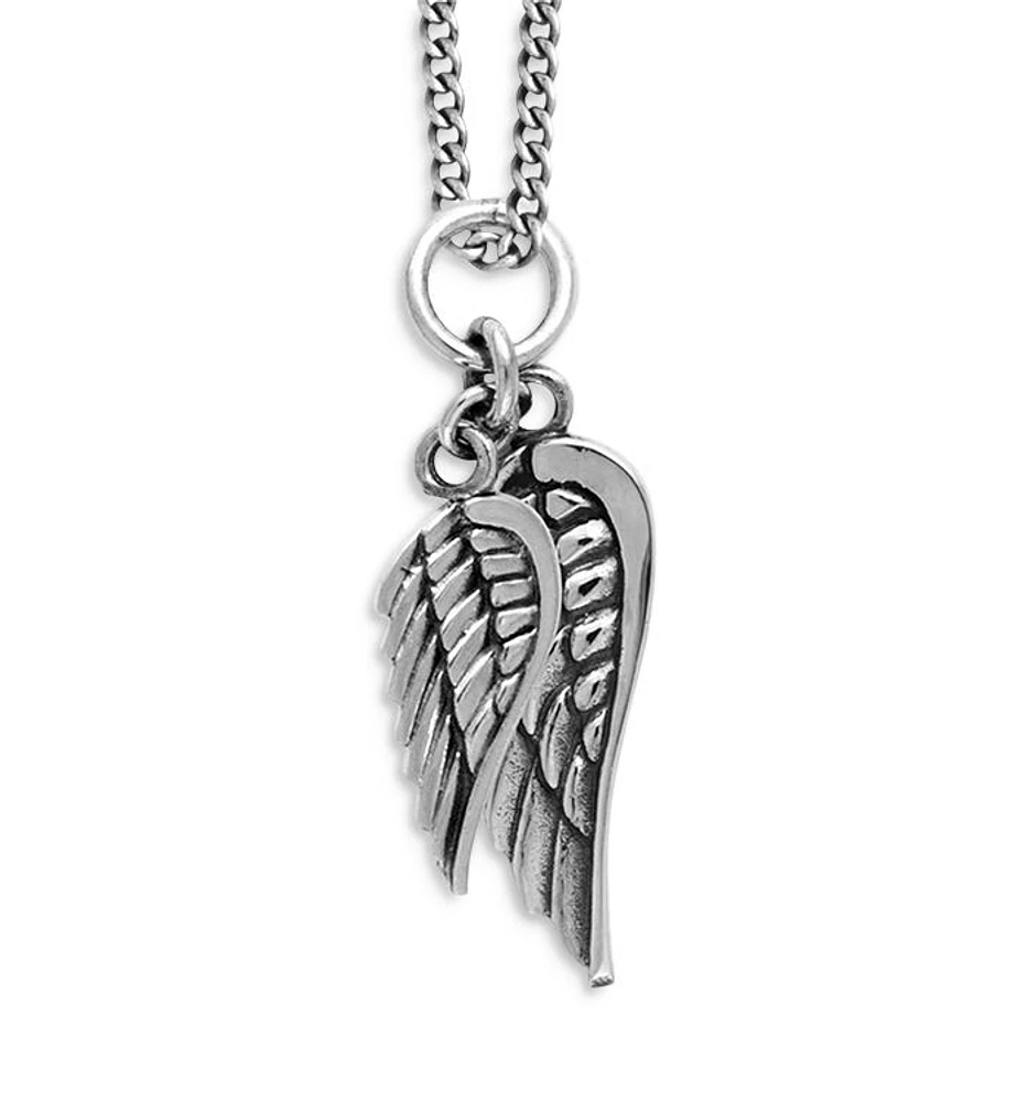 Double Wing Pendant Necklace, 24"