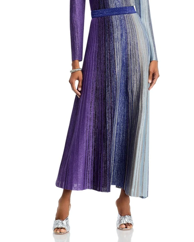 Flared Shimmer Knit Maxi Skirt
