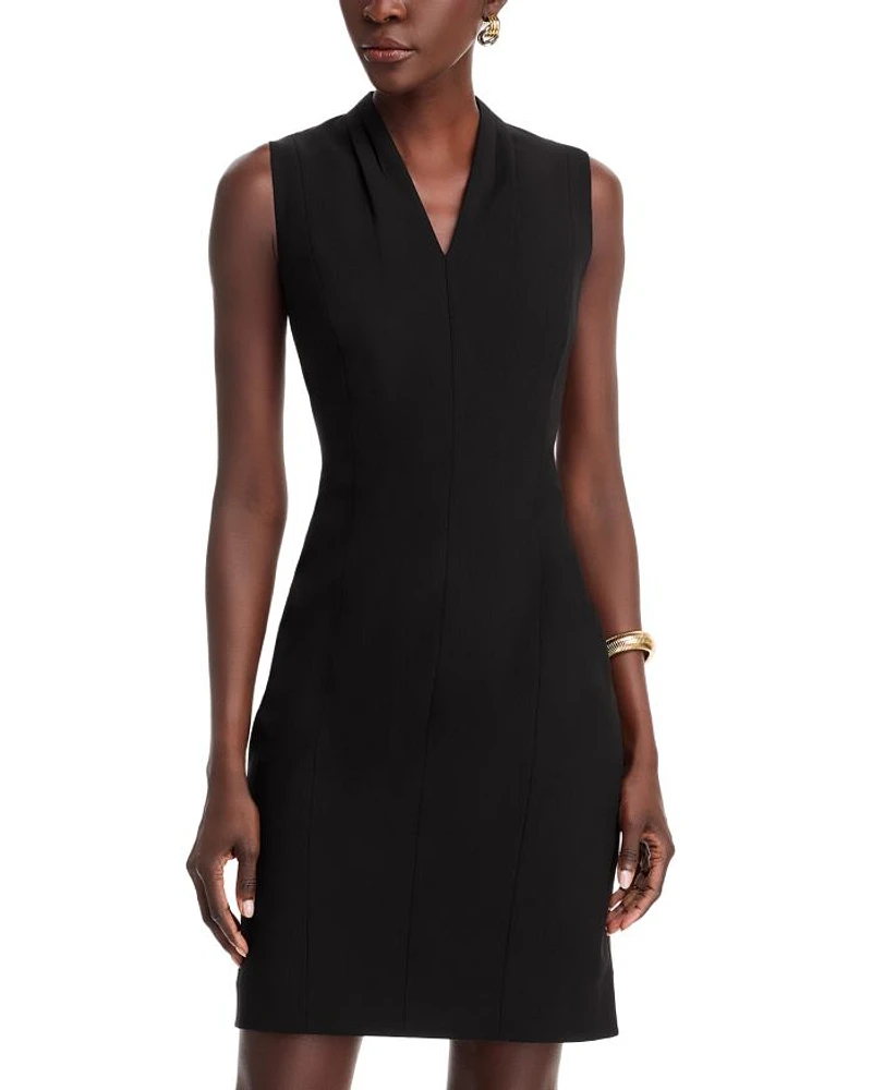 Tonya Pleated Sleeveless V Neck Sheath Dress - Exclusive
