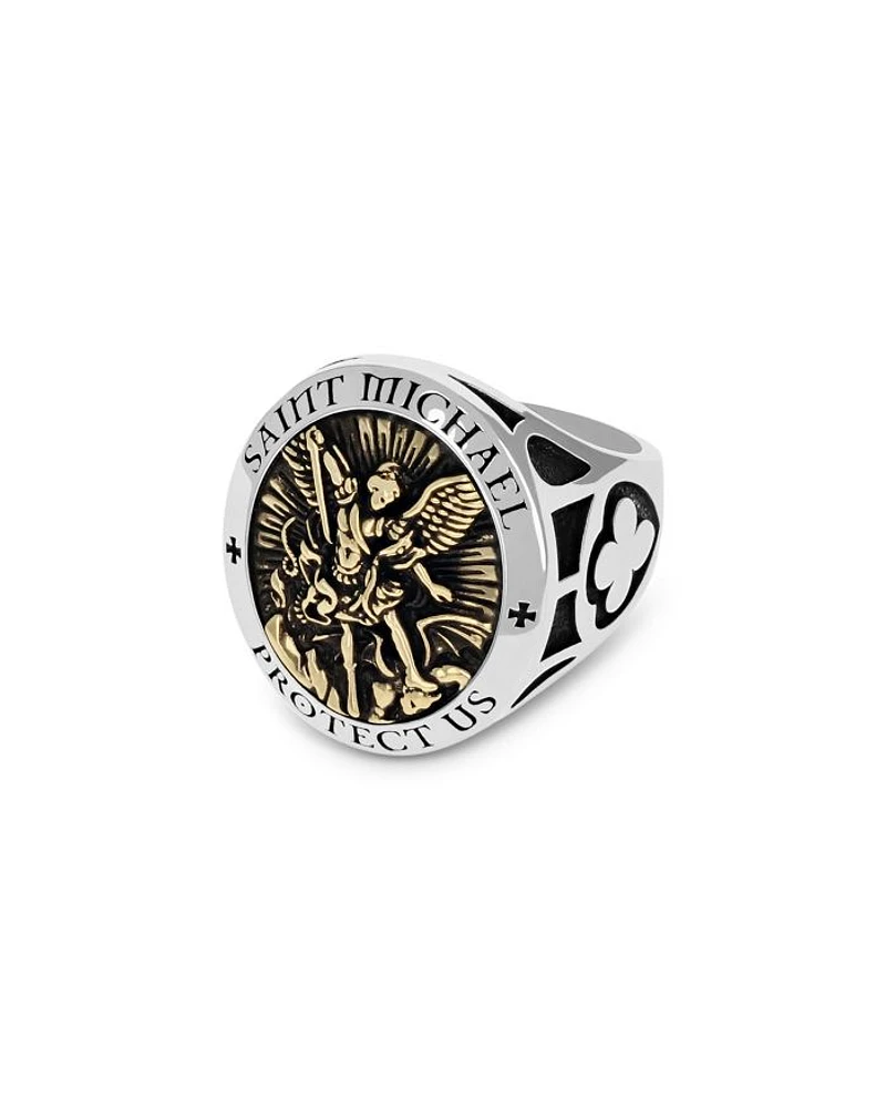 Two Tone Saint Michael Ring