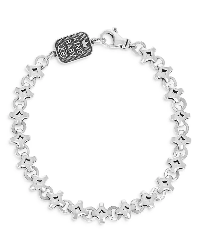 Sterling Silver Small Diamond Link Bracelet