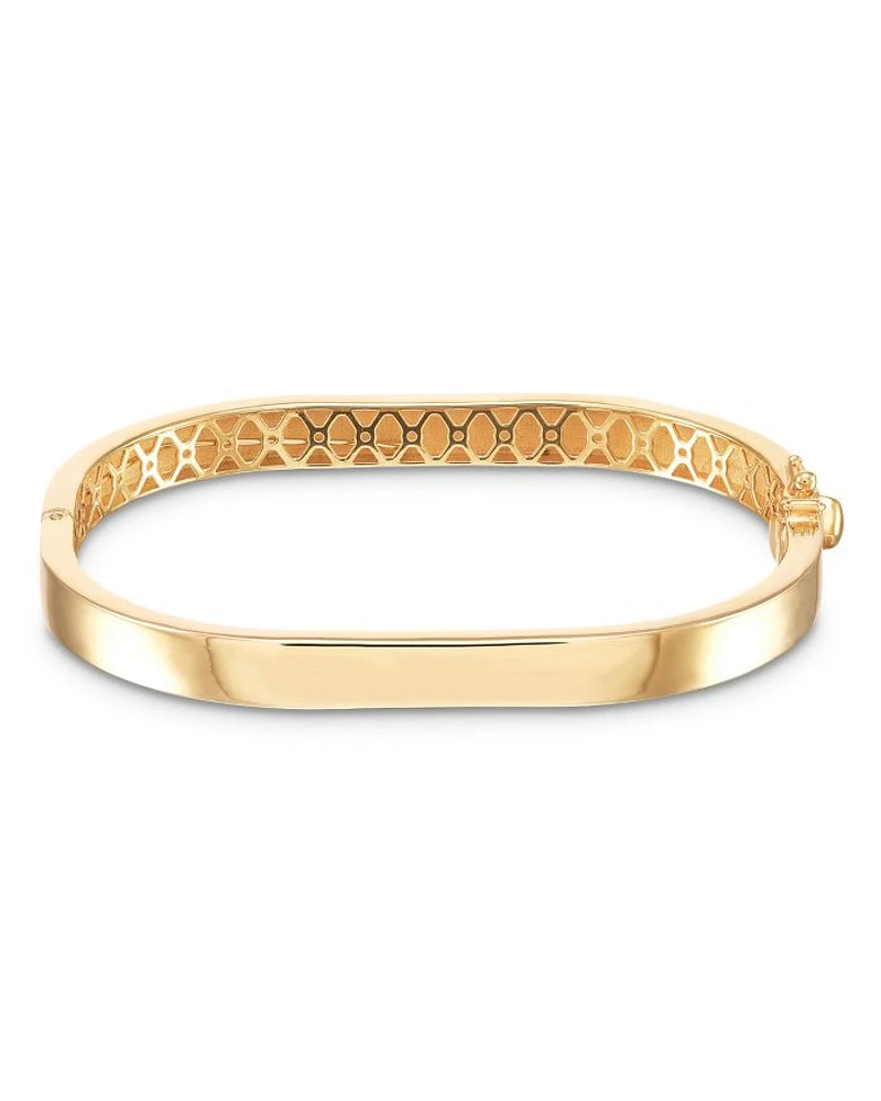 14K Yellow Gold Cushion Hinged Bangle Bracelet