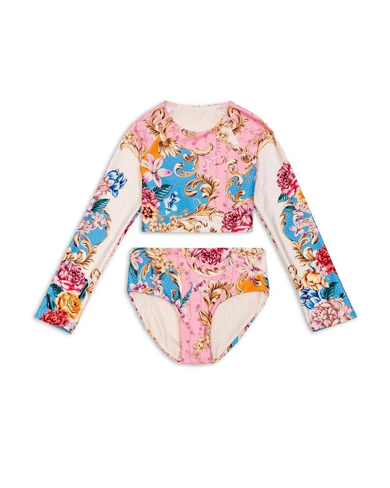Girls' Caramel Blush Long Sleeve 2 Piece Swimsuit - Little Kid, Big Kid