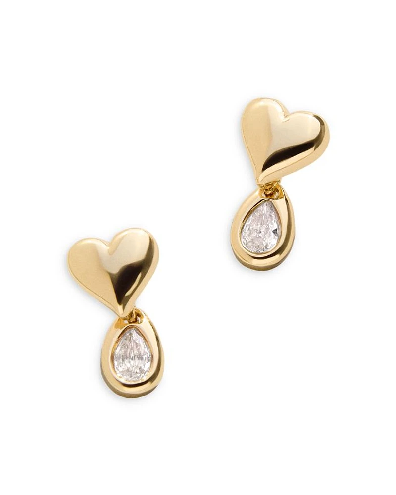 Athena Cubic Zirconia Heart Bezel Drop Earrings